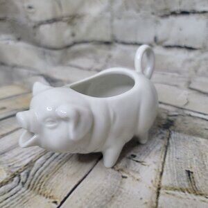 Cost Plus White Ceramic Pig Piggy Creamer Appx 6" Long